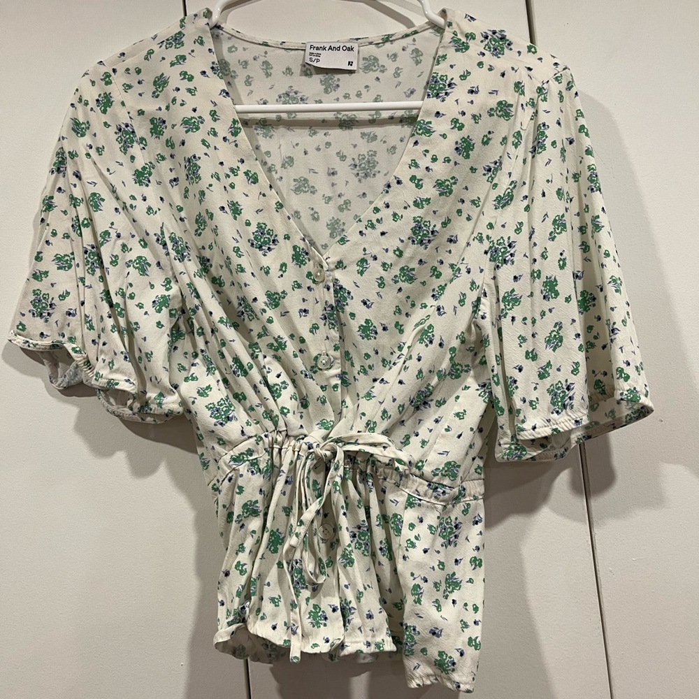 Frank and Oak Floral Cinch waist top